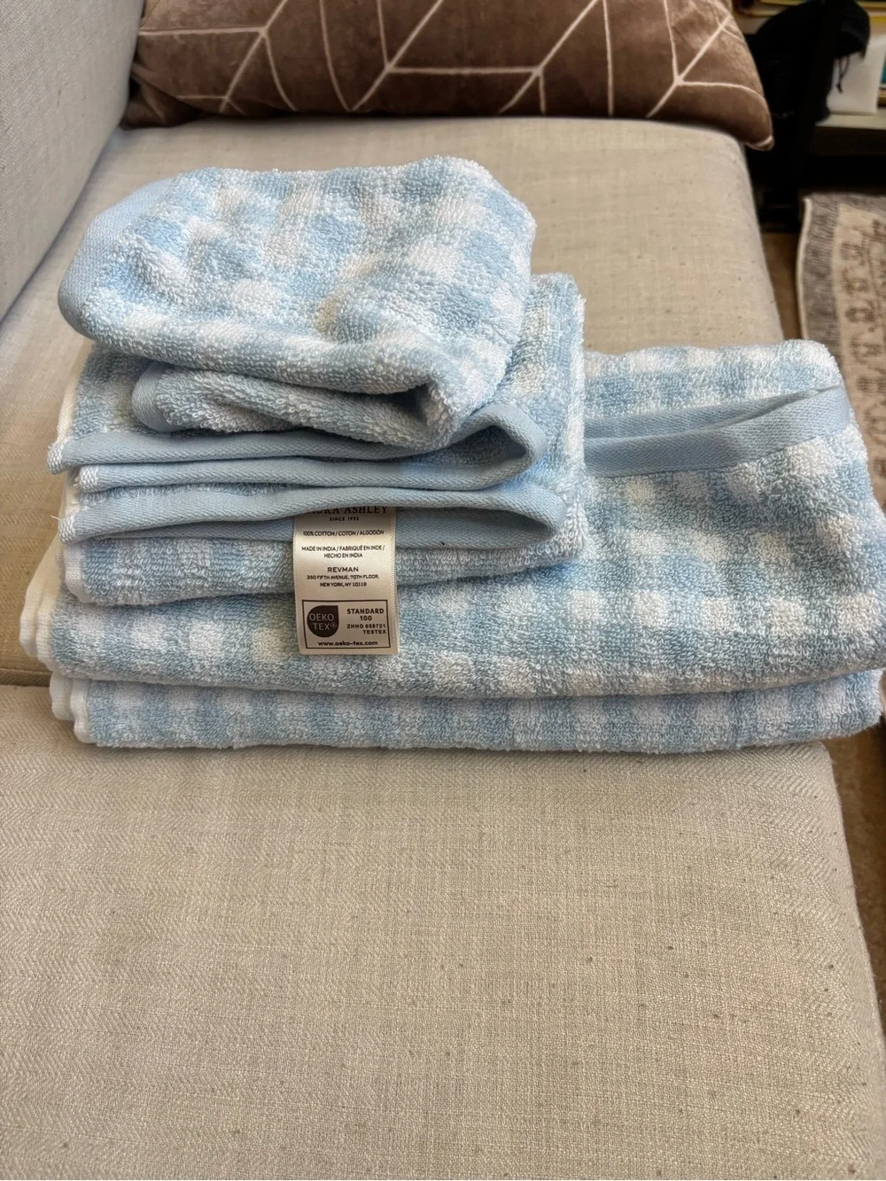 Laura Ashley - Bath Towels, Absorbent & Fade Resistant Cotton Ginny Blue,3-Piece